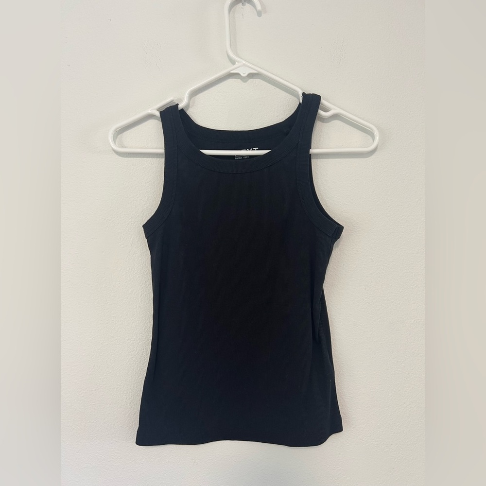 Next Black Ribbed Racer Vest Tank Top